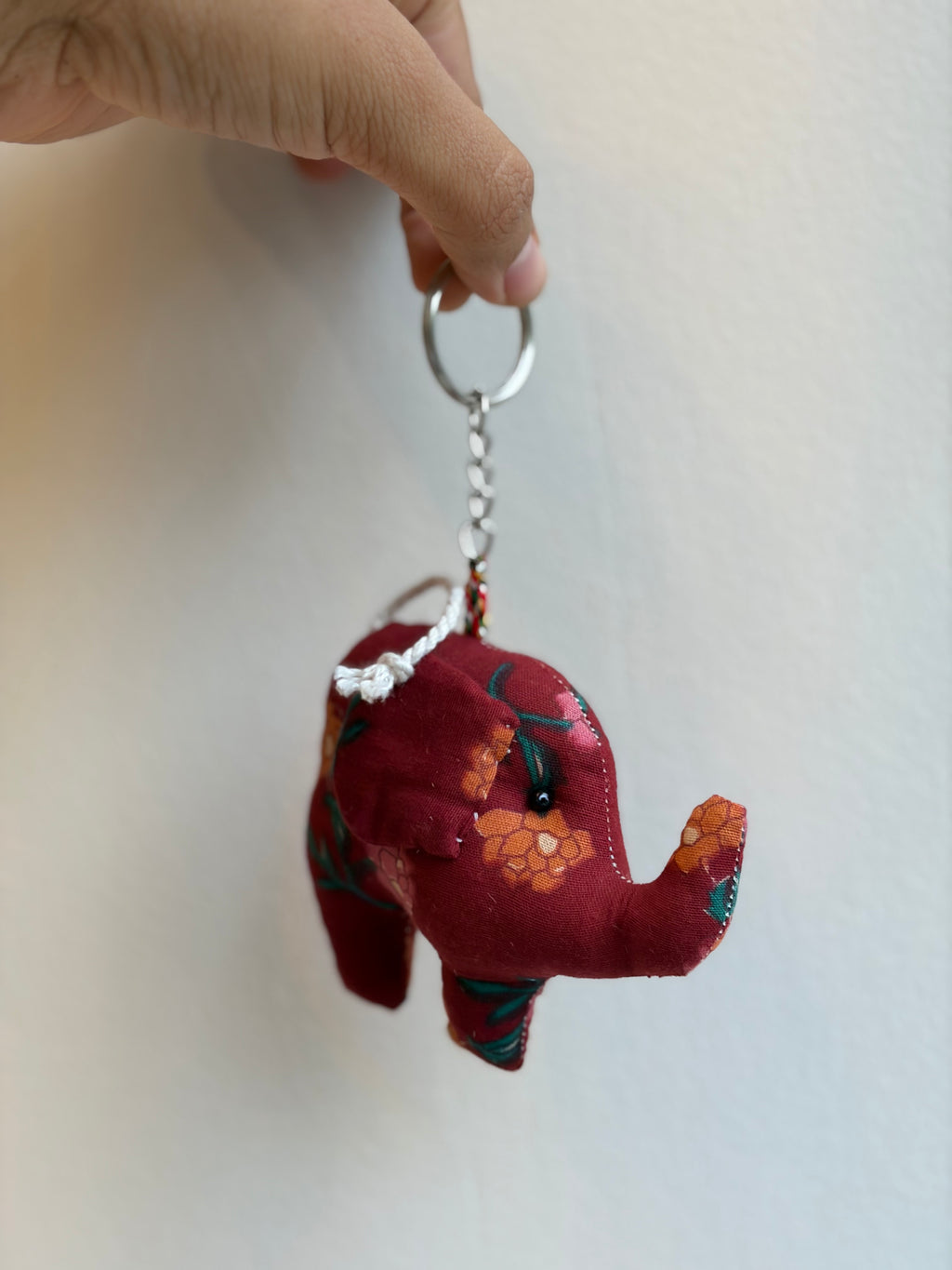 Red Elephant fabric keychain