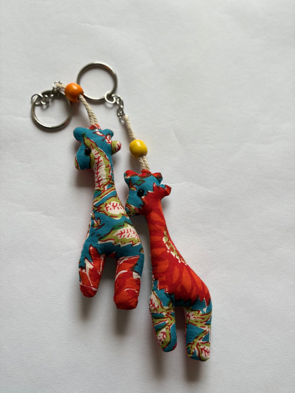 Blue Giraffe Keychain, Handmade with fabric