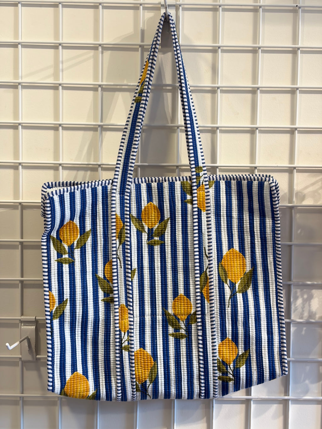 Blue strip Lemon Tote bag