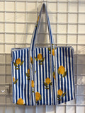 Blue strip Lemon Tote bag